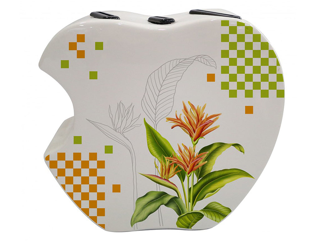 Suport pentru 3 cuțite ZEPHYR ZP 1645 D, Corp ceramic, Lamă 7/12/15 cm, Alb cu decorațiuni