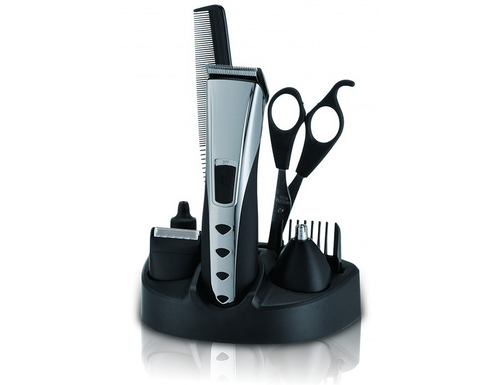 Kit de ras și tuns ZEPHYR ZP 1810 AK, aparat de tuns nasul, accesorii, fără fir, negru/argintiu