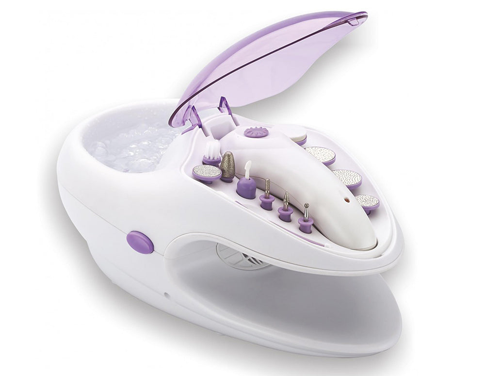 Aparat de manichiură și pedichiură ZEPHYR ZP 1813 C, 500 mA, 12 accesorii, 2 viteze, Uscare, Alb/violet