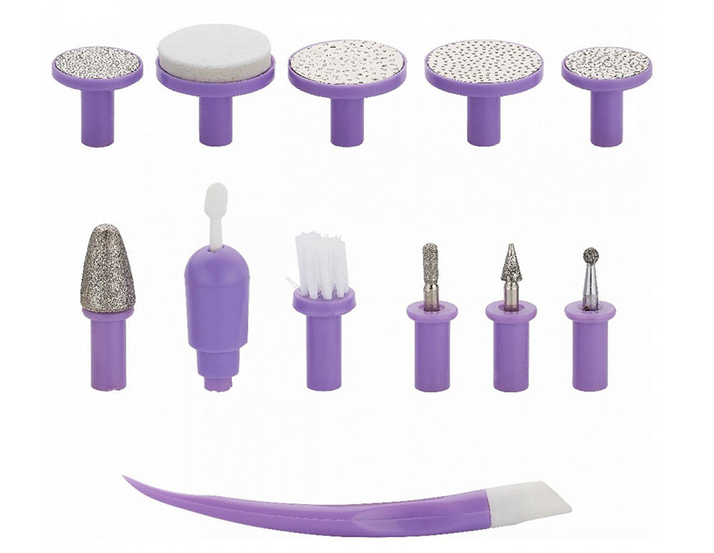 Aparat de manichiură și pedichiură ZEPHYR ZP 1813 C, 500 mA, 12 accesorii, 2 viteze, Uscare, Alb/violet