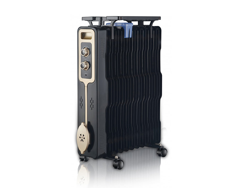 Calorifer ZEPHYR ZP 1971 G11, 2500W, 11 aripioare, 3 niveluri, Suport pentru haine, Termostat reglabil, Negru