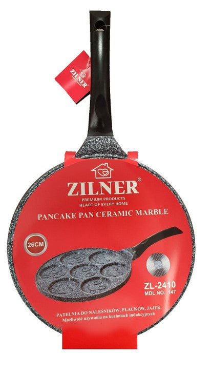 Tavă pentru clătite cu capac ZILNER ZL 2410, 26 cm, 7 forme diferite, acoperire cu marmură, neagră