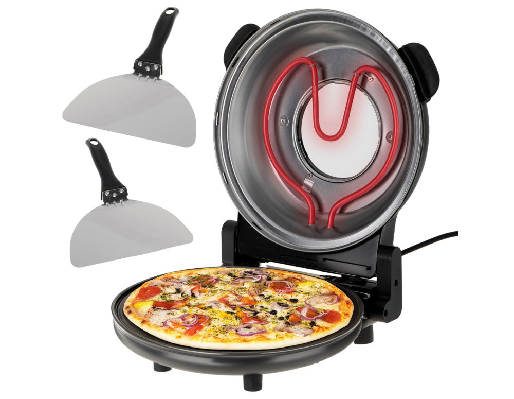 Cuptor electric de pizza Adler AD 6314, 1200W, 31,5 cm, Până la 400C, 5 setări de temperatură, Temporizator, Negru