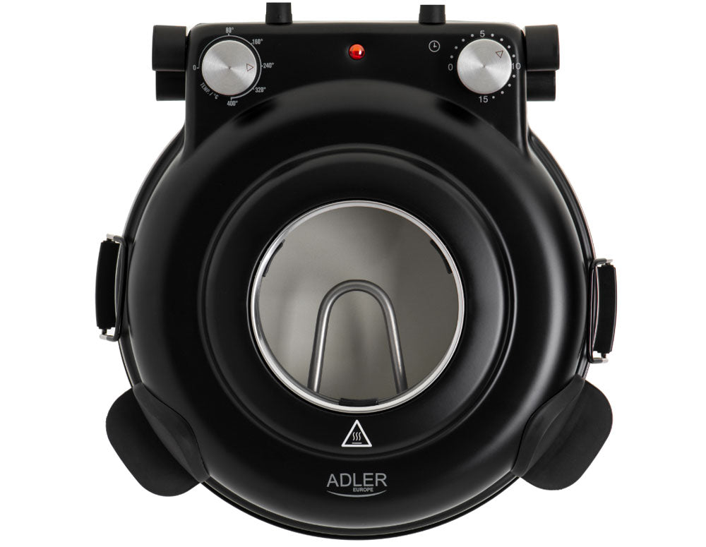 Cuptor electric de pizza Adler AD 6314, 1200W, 31,5 cm, Până la 400C, 5 setări de temperatură, Temporizator, Negru