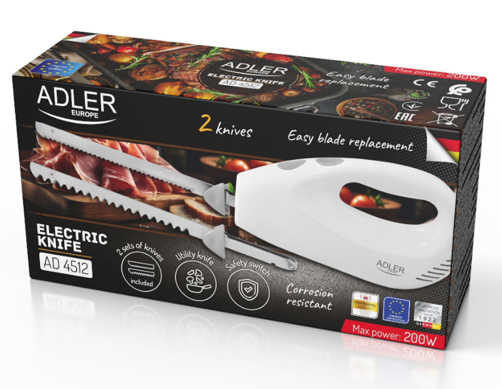 Cuțit electric Adler AD 4512, 200 W, Alb