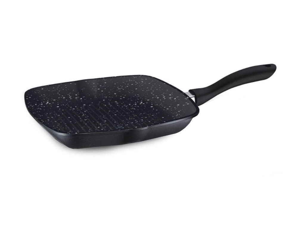 Tigaie grill ZEPHYR ZP 4316 M24, 24 cm, acoperire granit, mâner moale, inducție, negru