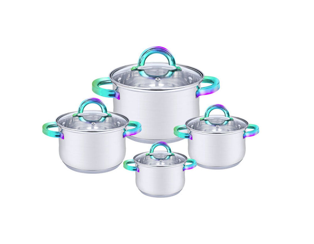 Set de oale HAUS ROLAND, HR-133-3, 4 bucăți, cu capac, oțel inoxidabil