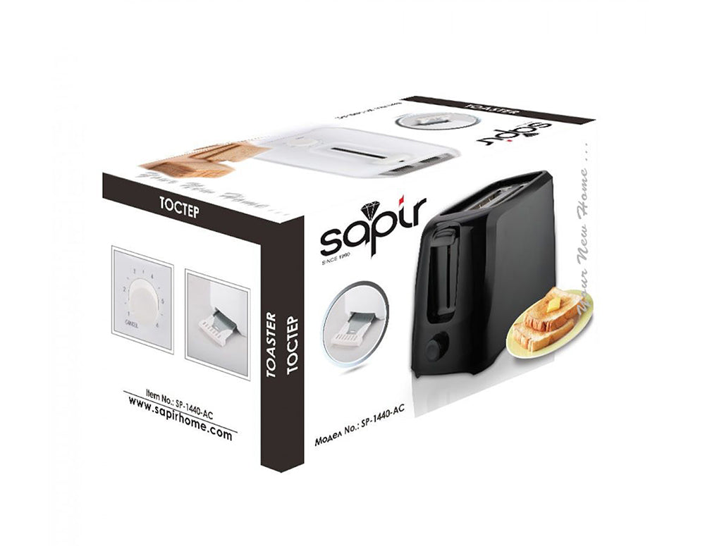 Prăjitor de pâine SAPIR SP 1440 AC, 700W, Pentru 2 felii, 6 niveluri de rumenire, Negru