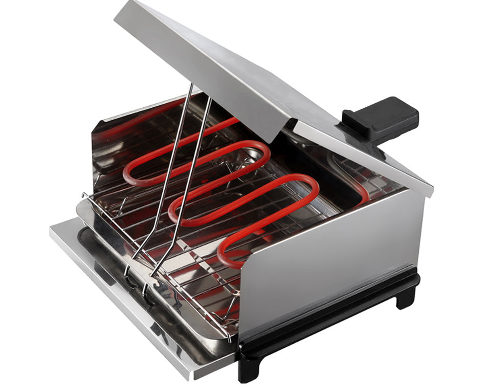 Grătar pentru petreceri SAPIR SP 1015 PGS, 800W, Mâner și grătar detașabile, Tavă pentru grăsime, Inox 