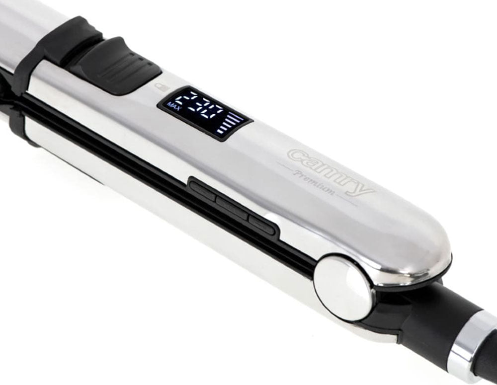 Placă de îndreptat părul profesională CAMRY CR 2320, 500W, 230°C, funcție de ionizare, plăci din titan, argint 