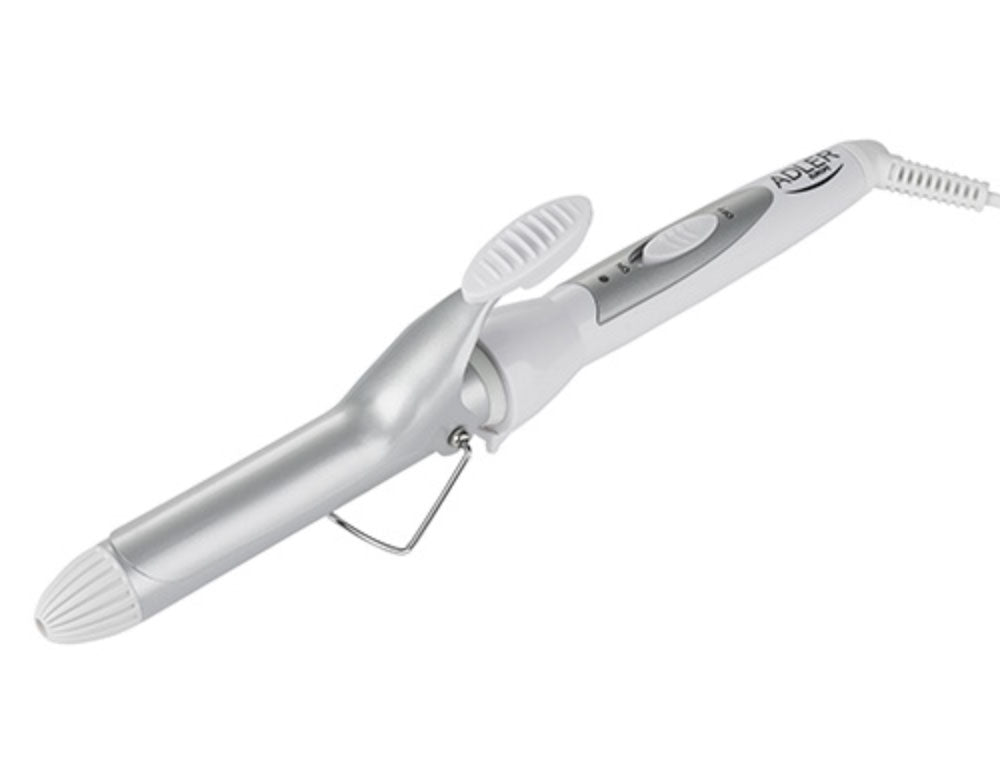 Ondulator de păr ADLER AD 2106, 40W, 25 mm, Înveliș ceramic, Rotație cablu 360°, Alb/argintiu 
