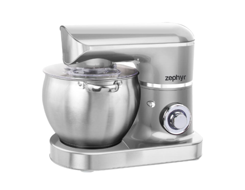 Mixer planetar cu bol din oțel inoxidabil ZEPHYR ZP 1115 T, 1500W, 8,5 litri, 6 viteze, Accesorii, Argintiu 