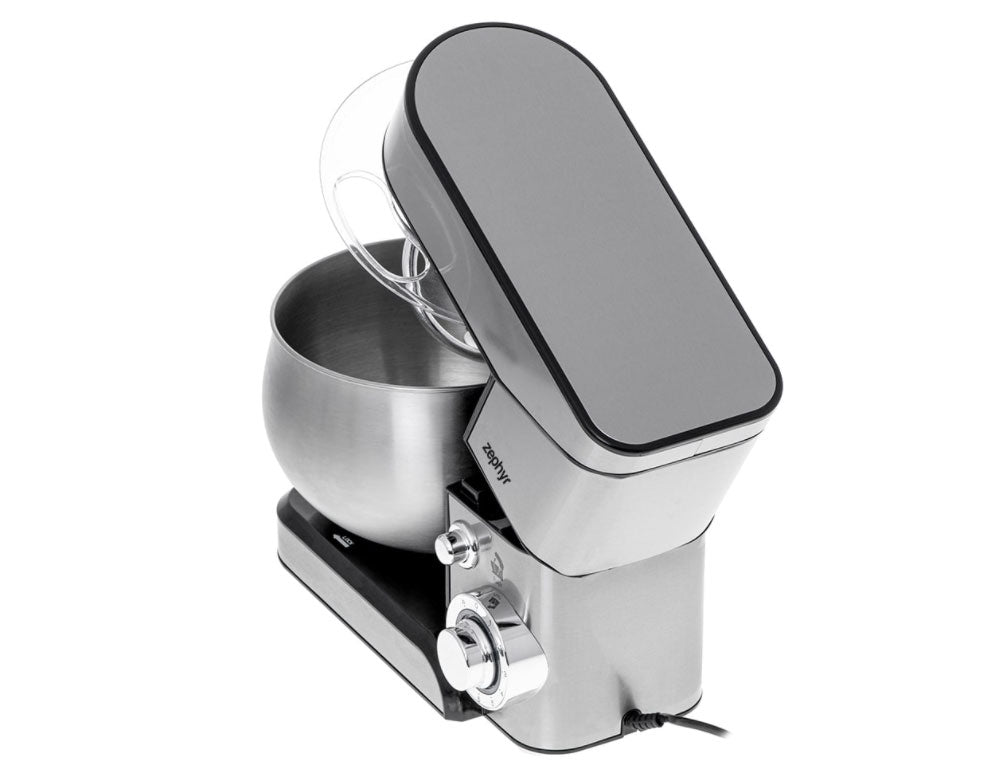 Mixer planetar cu bol din oțel inoxidabil ZEPHYR ZP 1115 U, 1000W, 5 litri, 6 viteze, Accesorii, Oțel, Argintiu 