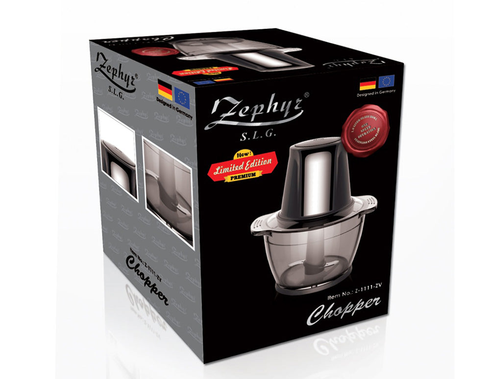 Tocător ZEPHYR ZP 1111 ZV, 500W, 1 litru, Bol de sticlă, Negru 