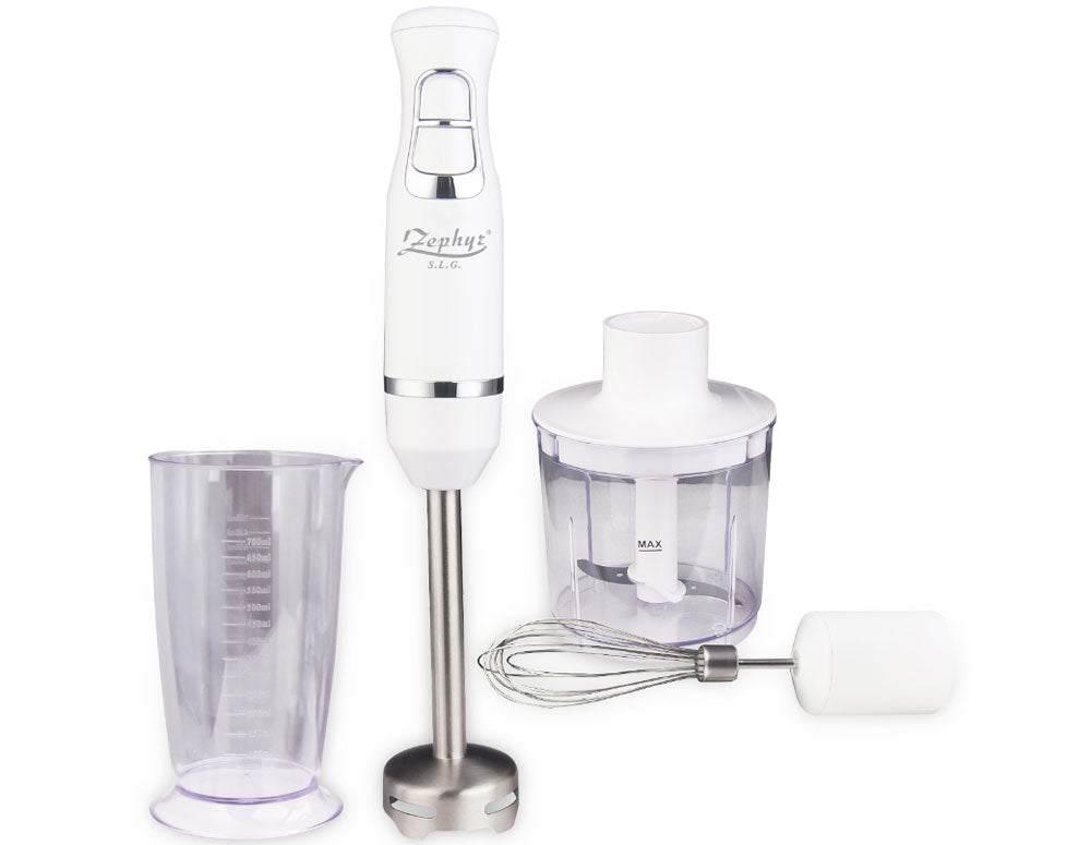 Blender, tocator și mixer 3 în 1 ZEPHYR ZP 1112 XSC, 800 W, 2 viteze, cană de 700 ml, alb 