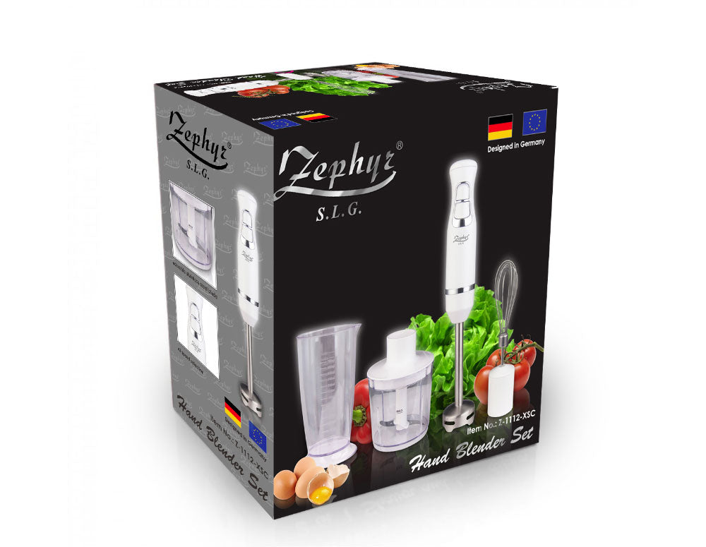 Blender, tocator și mixer 3 în 1 ZEPHYR ZP 1112 XSC, 800 W, 2 viteze, cană de 700 ml, alb 