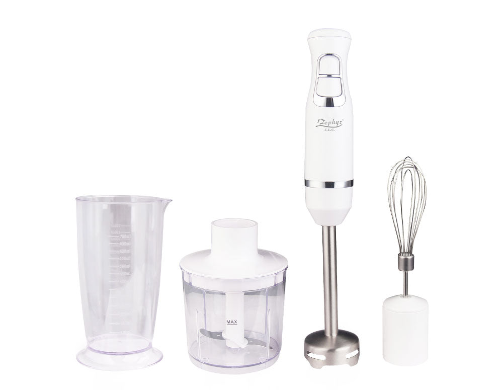 Blender, tocator și mixer 3 în 1 ZEPHYR ZP 1112 XSC, 800 W, 2 viteze, cană de 700 ml, alb 