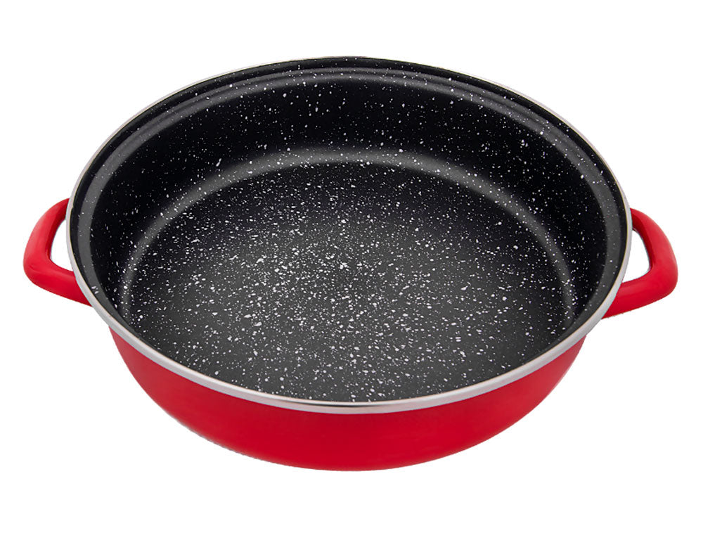 Tavă și oală cu capac 2 în 1 ZEPHYR Stone Line ZP 1222 DE28C, 28 cm, Înveliș din piatră, Inducție, Roșu