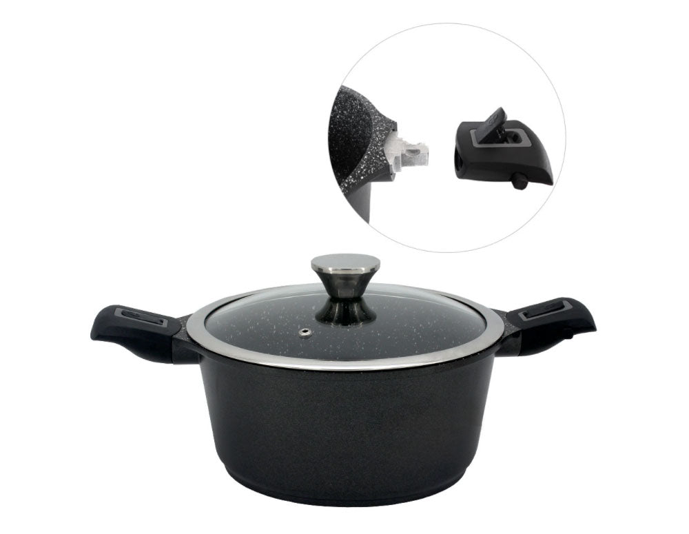 Oală cu mânere detașabile ZEPHYR ZP 4318 24NC, 4,3 litri, 24x12,5 cm, acoperire din marmură, inducție, negru