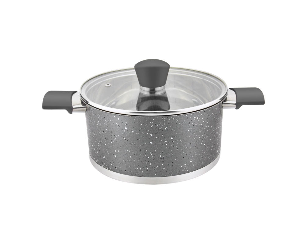 Oală cu capac ZEPHYR ZP 1210, Fund multistrat, Inox, Marmură 