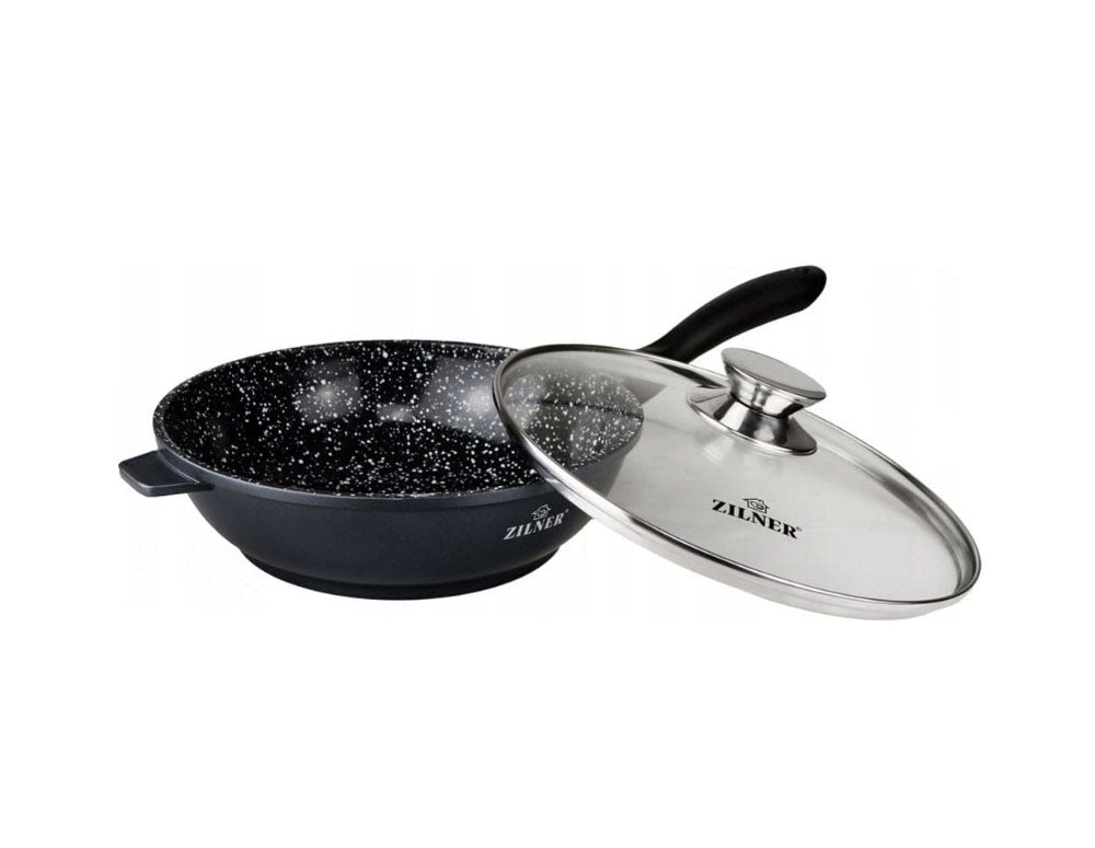 Tigaie cu capac ZILNER ZL 7029, 28x7,5 cm, Înveliș ceramic, Inducție, Negru