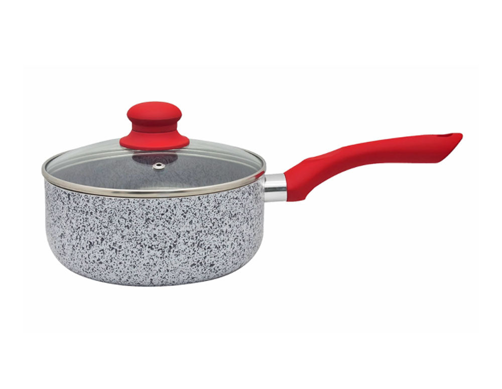 Caserolă cu capac ZEPHYR Actual line ZP 1321 NM20, 2 litri, 20x9 cm, Înveliș marmor-ceramică, Inducție, Gri/roșu 