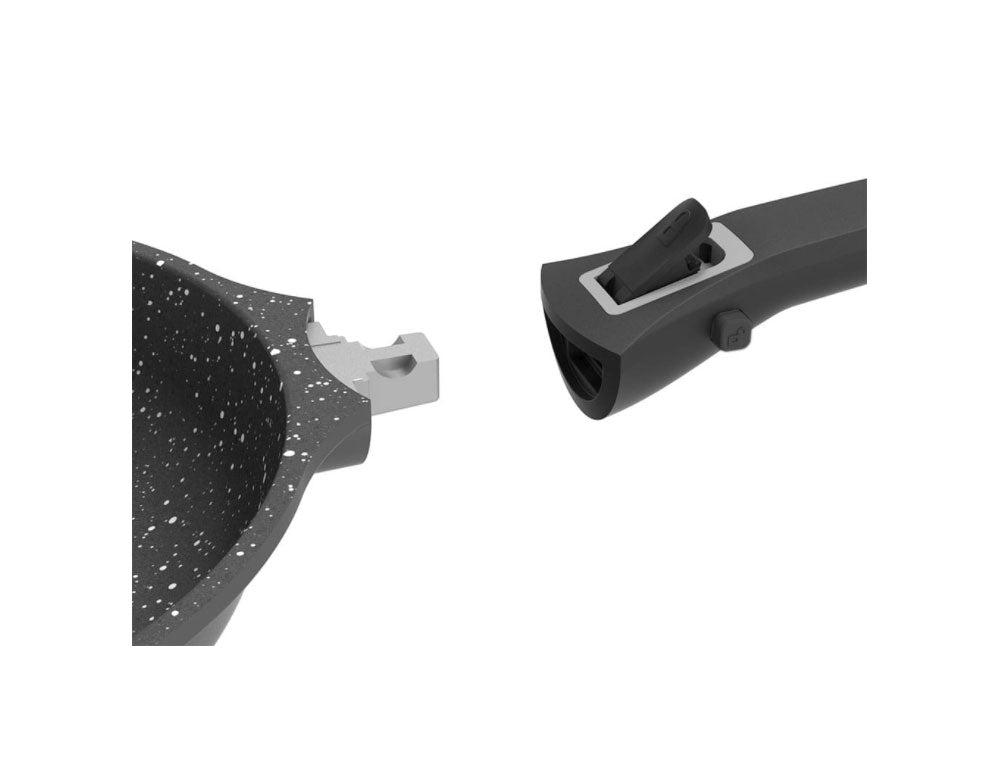 Caserolă cu mâner detașabil ZEPHYR ZP 4321 20NC, 2,5 litri, 20x9,5 cm, acoperire din marmură, inducție, negru 