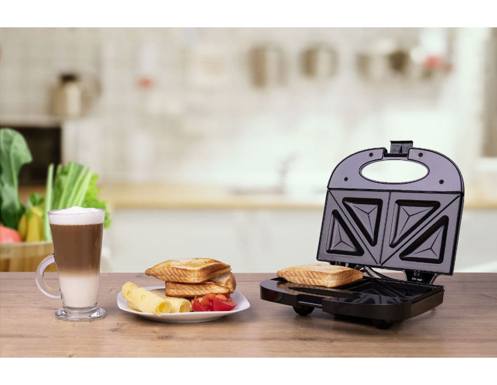 Prăjitor de sandvișuri MESKO MS 3032, 850W, Pentru 2 felii, Farfurii triunghiulare, Negru 