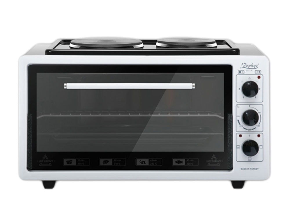 Aragaz cu două arzătoare ZEPHYR ZP 1441 T50HP, 3900W, 50 l, Termostat, Tavă și grătar, Alb 