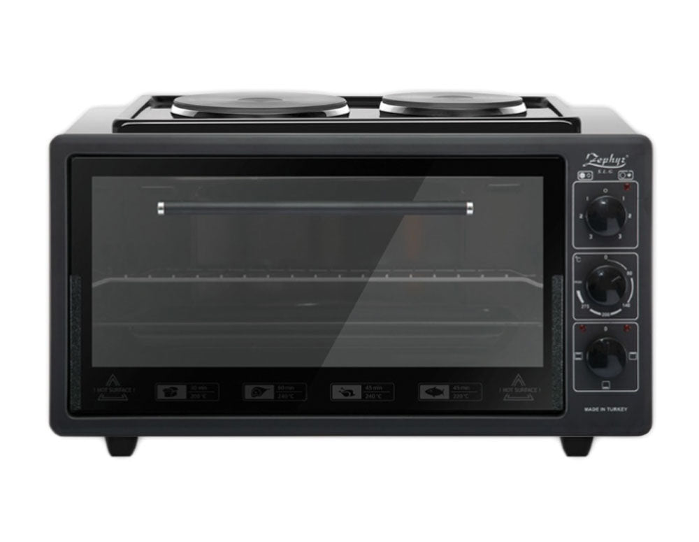 Aragaz cu două arzătoare ZEPHYR ZP 1441 T50HP, 3900W, 50 l, Termostat, Tavă și grătar, Negru 