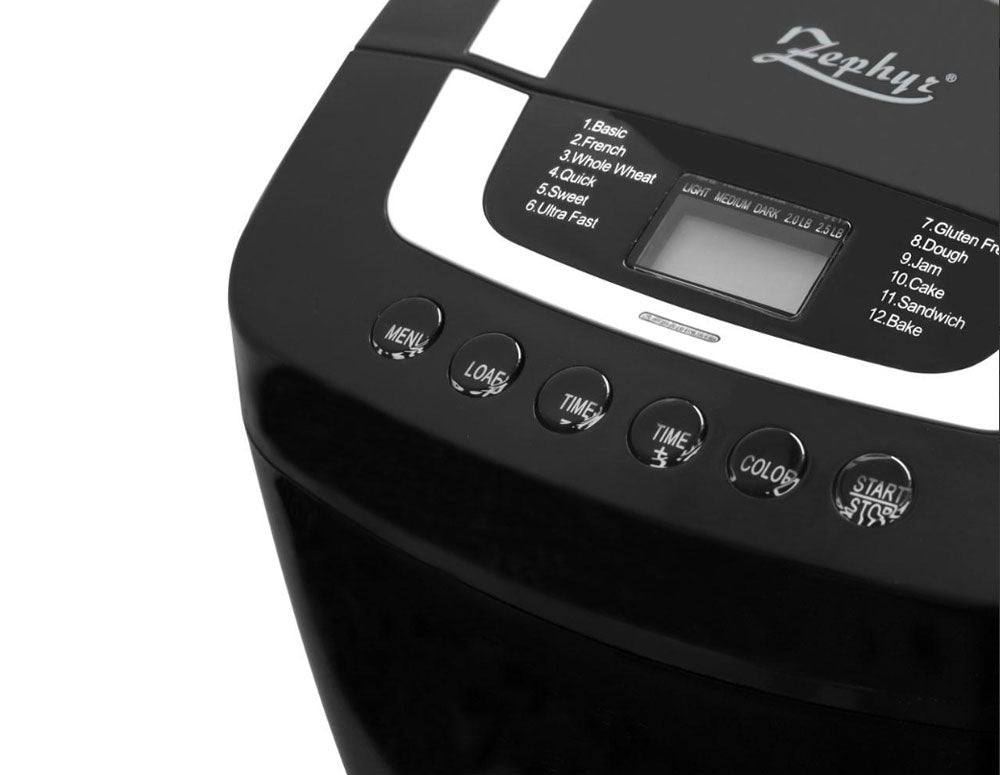 Mașină de făcut pâine cu două mixere ZEPHYR ZP 1446 E, 800W, 900-1250 g, 12 programe, Temporizator, Carte de rețete, Negru 