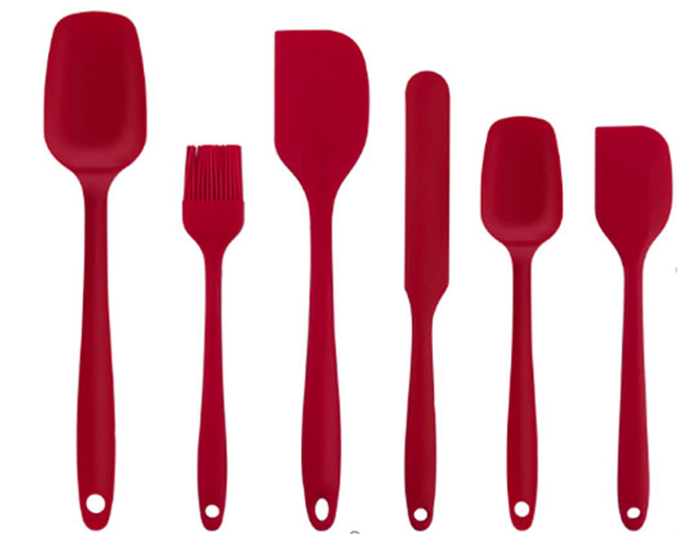 XJ-09C003C-1-6PC Set de gătit din silicon, 6 piese / roșu 