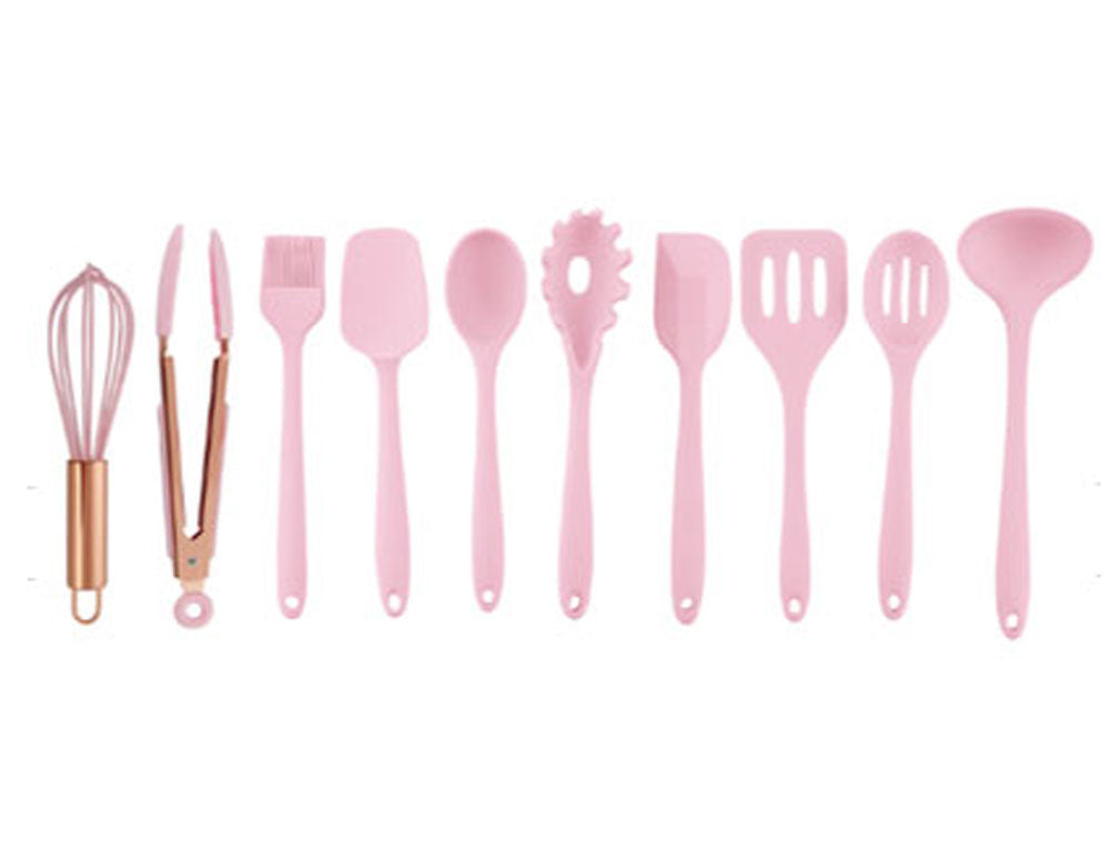 XJ-09C003C-1-10PC Set de gătit din silicon, 10 piese / roz 