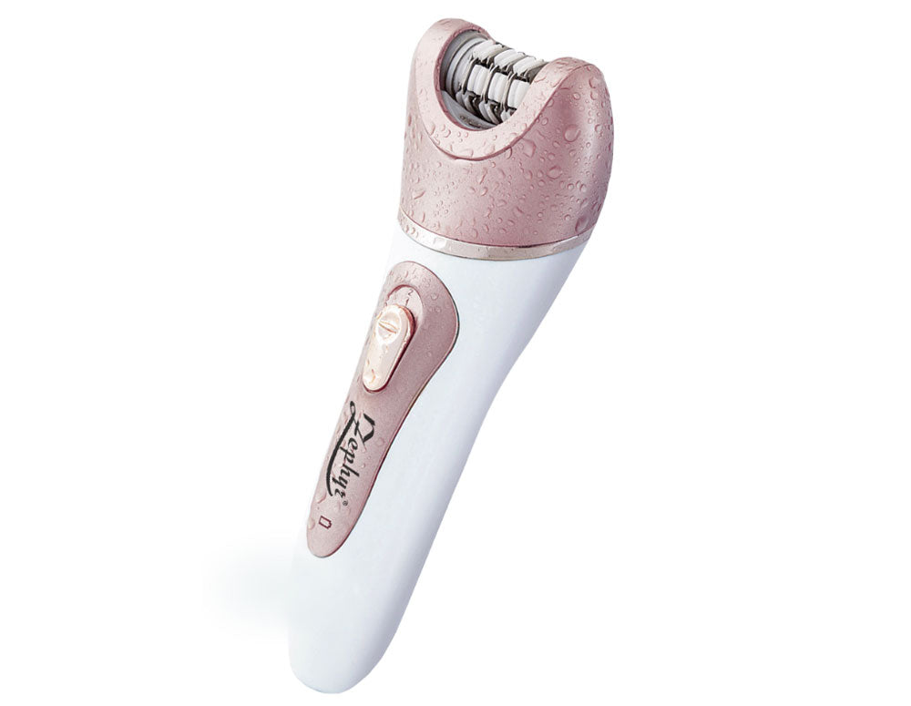 Epilator fără fir ZEPHYR ZP 1811 E, 4 în 1, 4 capete, 6 accesorii, 2 viteze, Rezistent la apă, Roz/Alb 