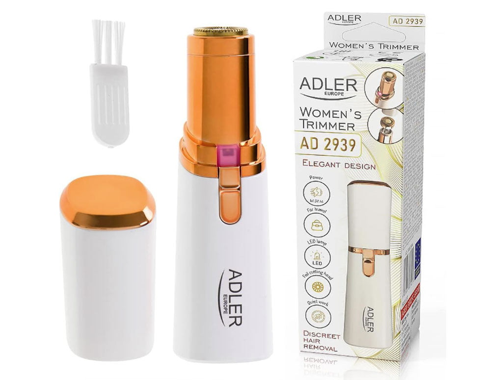 Aparat de tuns facial pentru femei ADLER AD 2939, lumină LED, fără fir, perlat/auriu 
