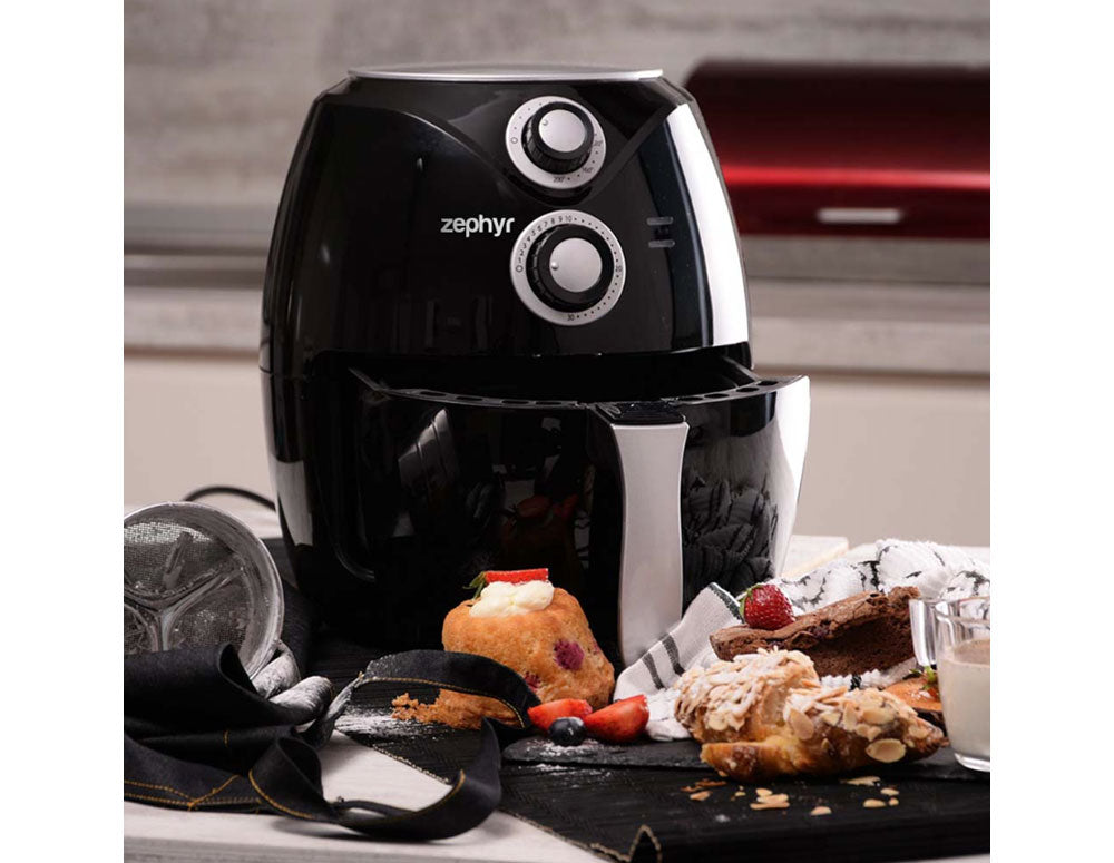 Friteuză cu aer cald ZEPHYR ZP 1980 AI, 1600W, 2,6 litri, până la 200°C, Temporizator, Negru