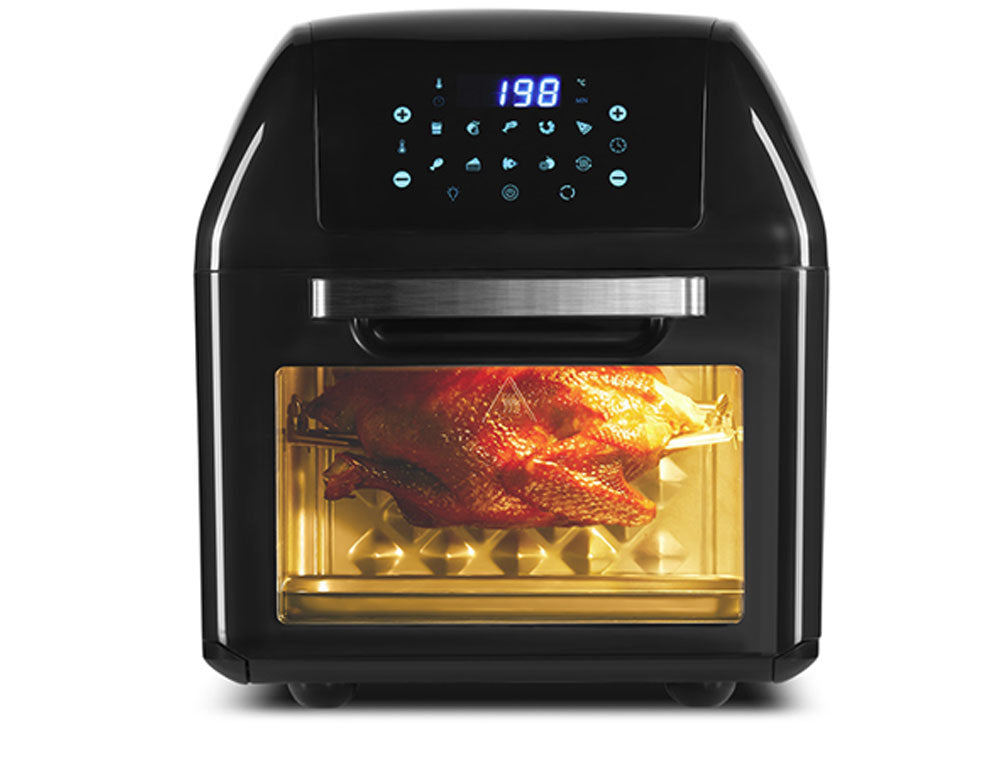 Cuptor cu aer cald multifuncțional ZEPHYR ZP 1980 AO PRO CU SPRAY DE ULEI CADOU, 1500W, 12 litri, 8 accesorii, 10 funcții, Negru 