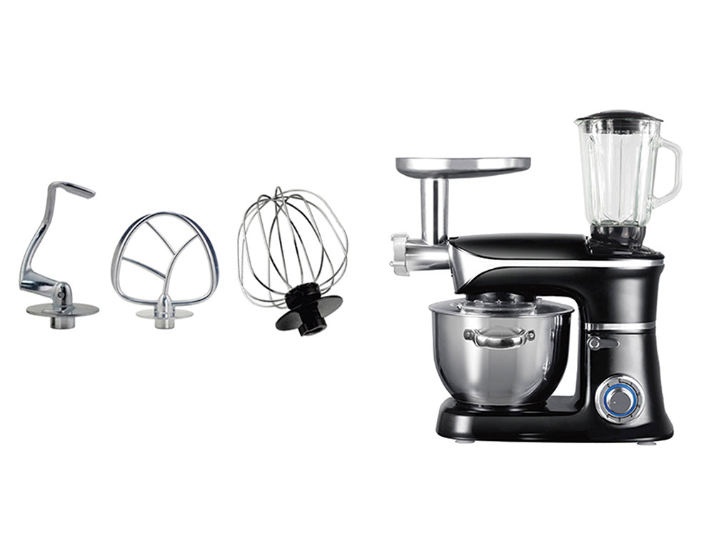 Robot de bucătărie 3 în 1 ZEPHYR ZP 1115 QBM, 1900W, 6,5 litri, Blender, Mixer, Mașină de tocat carne, Negru 