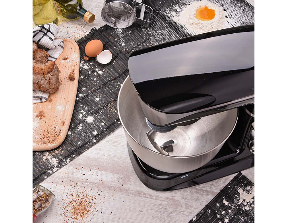 Mixer planetar cu bol din oțel inoxidabil ZEPHYR ZP 1115 Q, 1900W, 6,5 litri, 6 viteze, Accesorii, Negru 