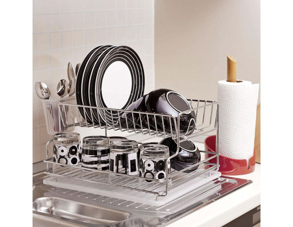 Uscător de vase cu 2 niveluri TEKNO TEL TR KB 005, 42 x 30 x 21 cm, Argintiu