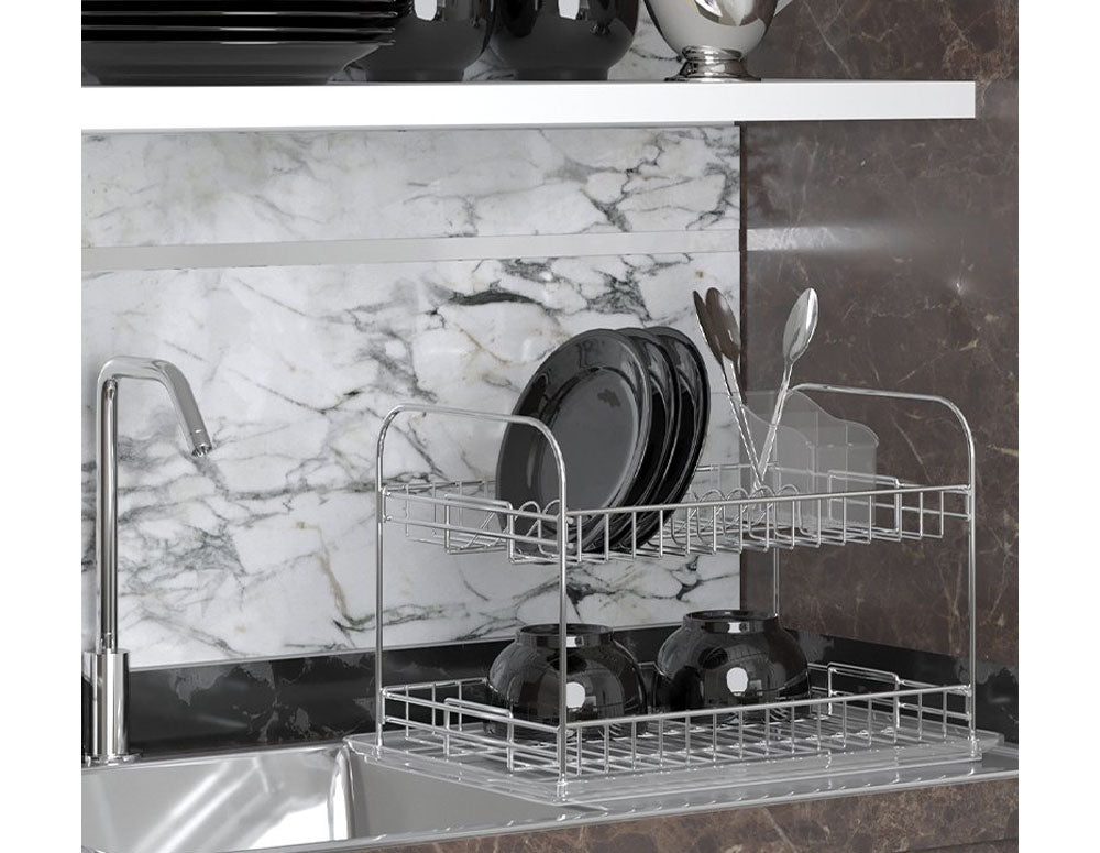 USCĂTOR DE VASE TEKNO TEL KB-007, 2 niveluri, tavă cromată transparentă 