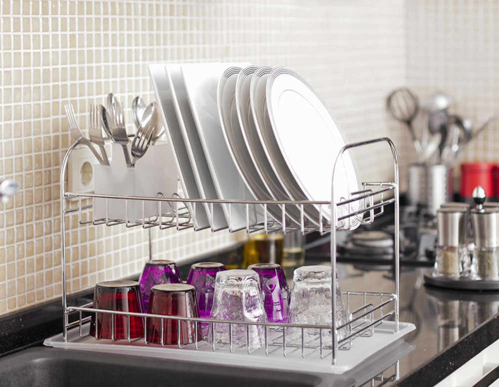 USCĂTOR DE VASE TEKNO TEL KB-007, 2 niveluri, tavă cromată transparentă 