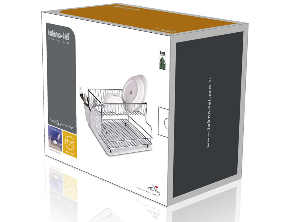 USCĂTOR DE VASE TEKNO TEL KB-005BP, 2 niveluri, crom-negru, 42 x 30 x 21 cm 