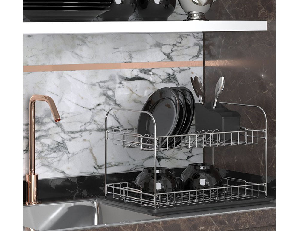 USCĂTOR DE VASE TEKNO TEL KB-007BP, 2 niveluri, cromat, tavă neagră