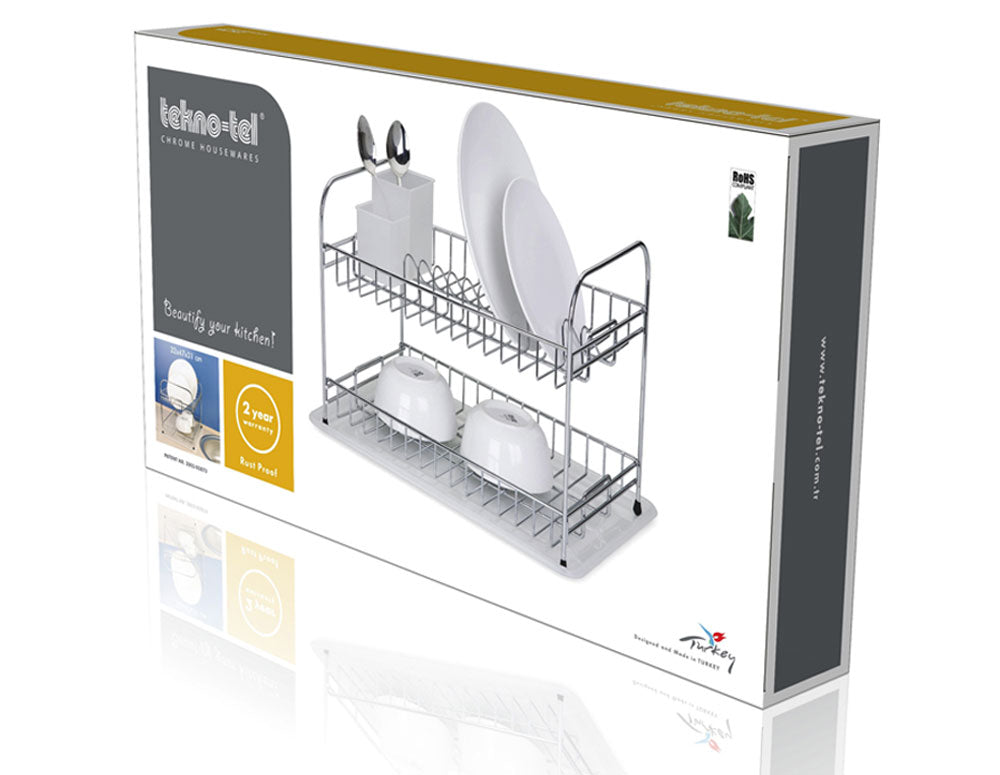 USCĂTOR DE VASE TEKNO TEL KB-007BP, 2 niveluri, cromat, tavă neagră