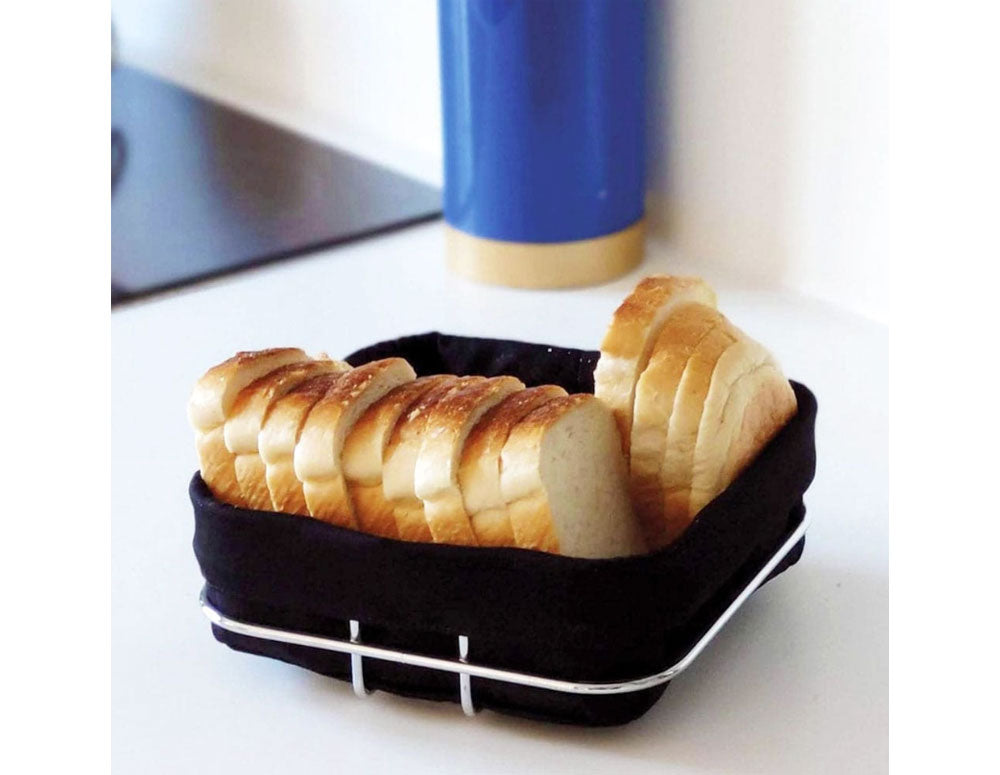 Tavă pentru pâine OLIVER BROWN OB-1225-A, 21x21x8.5 cm, Metal, Textil, Crom/negru 