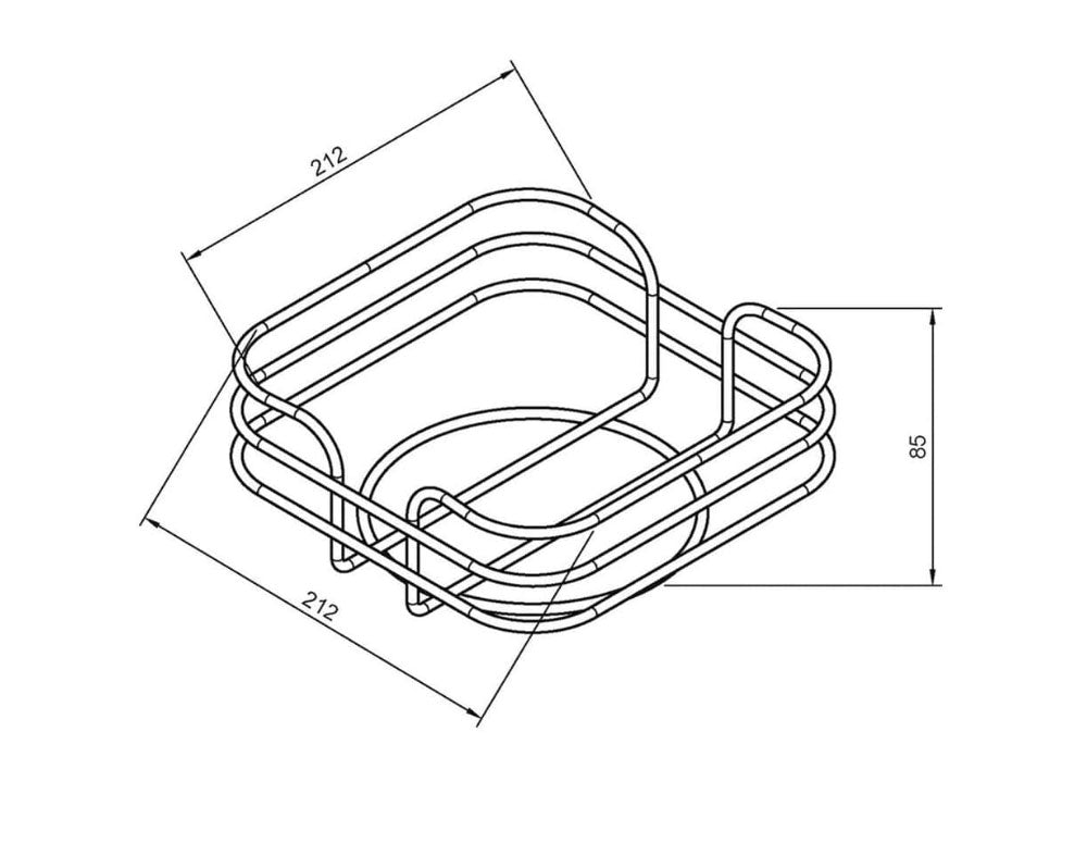 Tavă pentru pâine OLIVER BROWN OB-1225-A, 21x21x8.5 cm, Metal, Textil, Crom/negru 