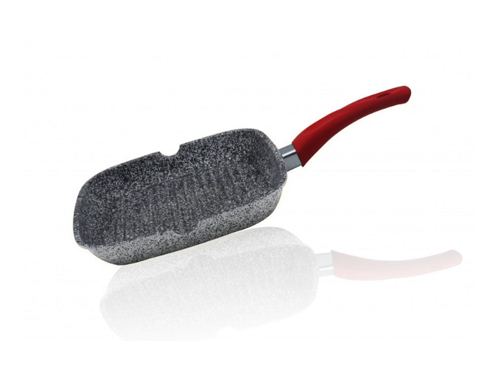 Tigaie grill ZEPHYR Actual Line ZP 4316 NM24C, 24 cm, Înveliș ceramic-marmorizat, Gri/roșu 