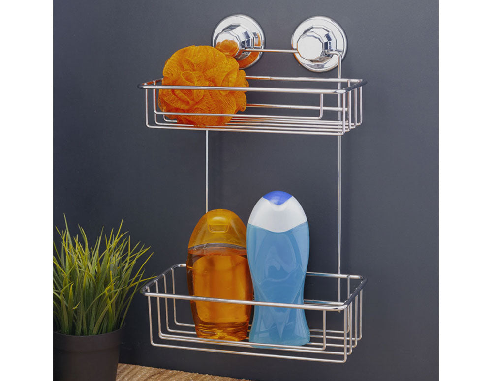 Raft de baie cu două niveluri TEKNO TEL TR DM 256, 25x15x38 cm, Aspirator, Argintiu