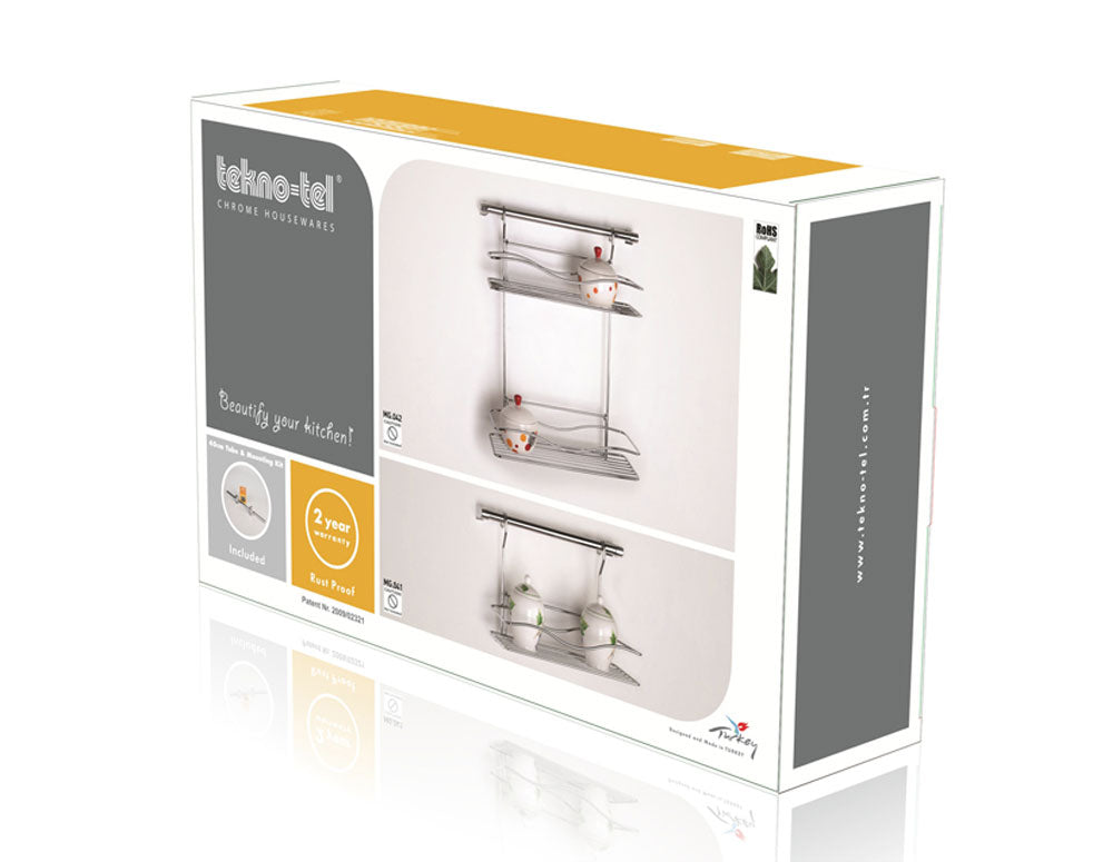 RAFT TEKNO TEL MG-042, 2 niveluri, cu șină, cromat 